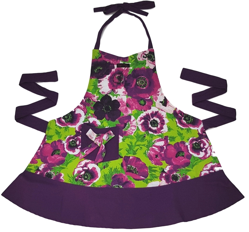 Ladies Alice Purple Floral Apron with Pocket by Ragged Rose