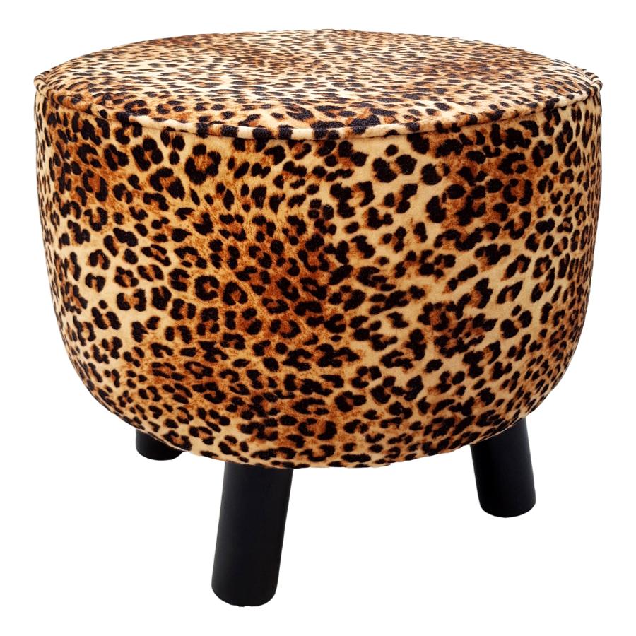 Chair,Stool,Animal prints Footstool brown leopard skin velvet fabric 