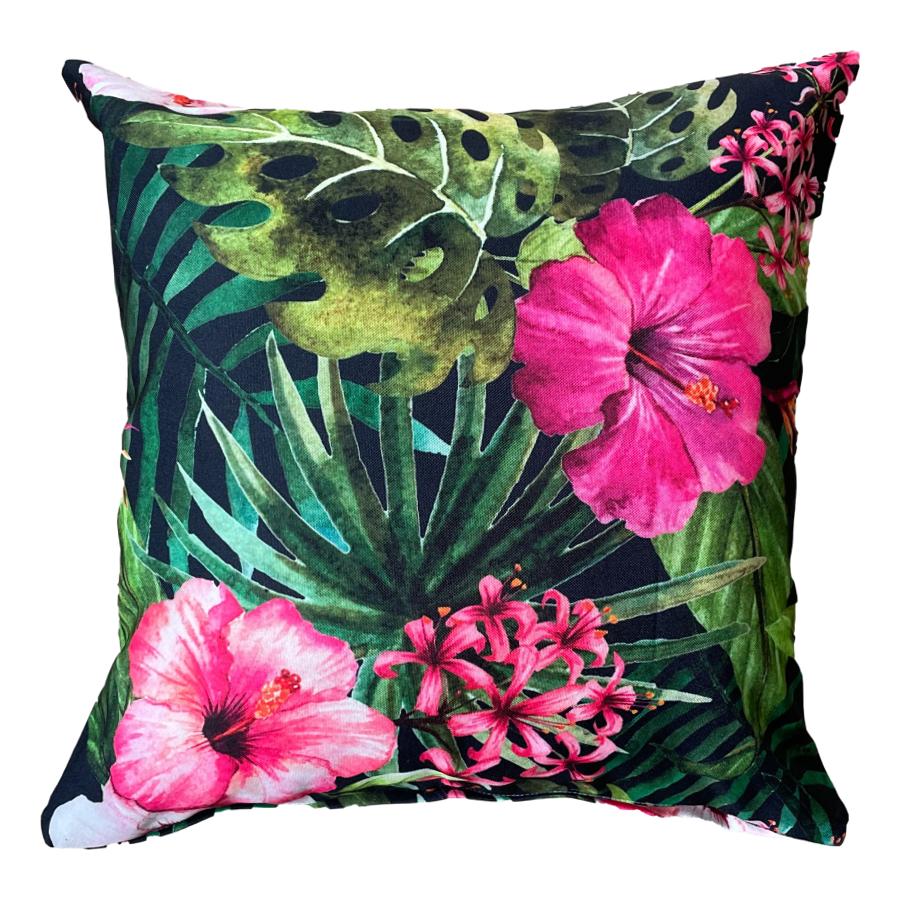 Pink Hibiscus Showerproof Garden Cushion