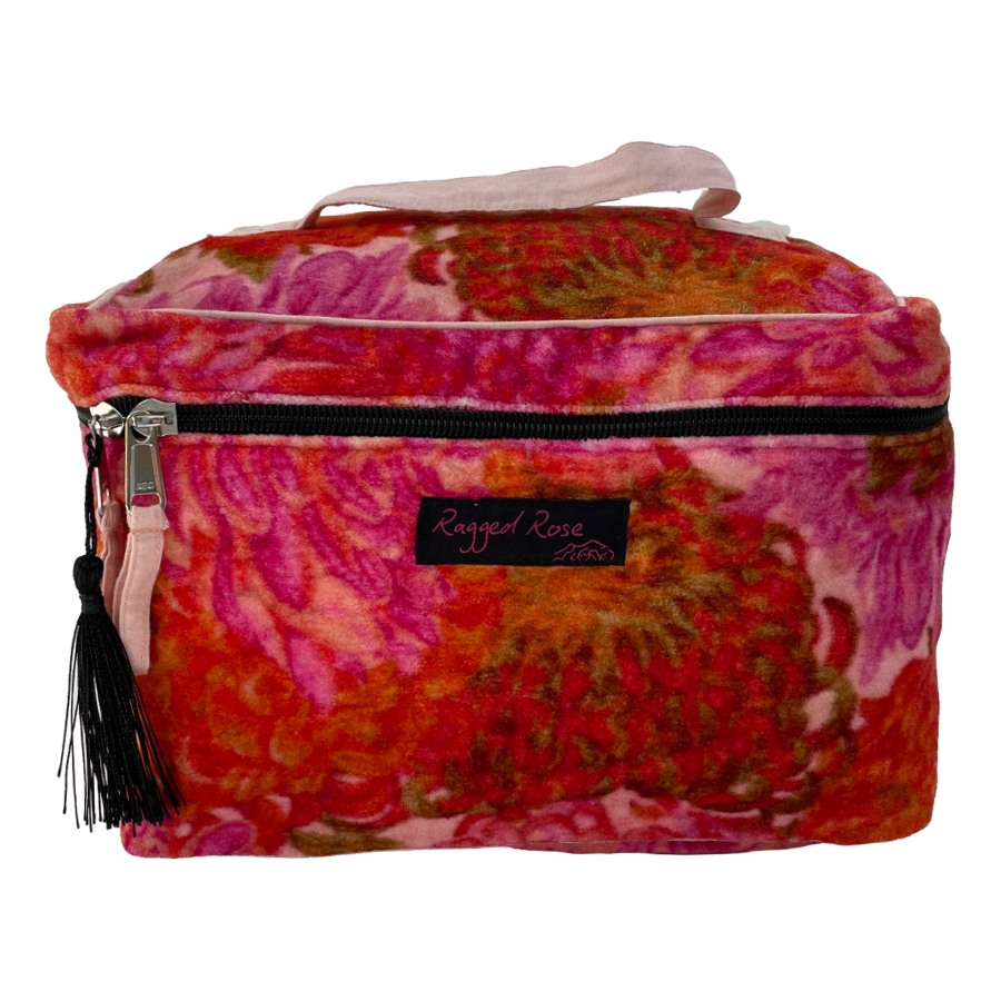 pink Chrysanthemum velvet vanity bag