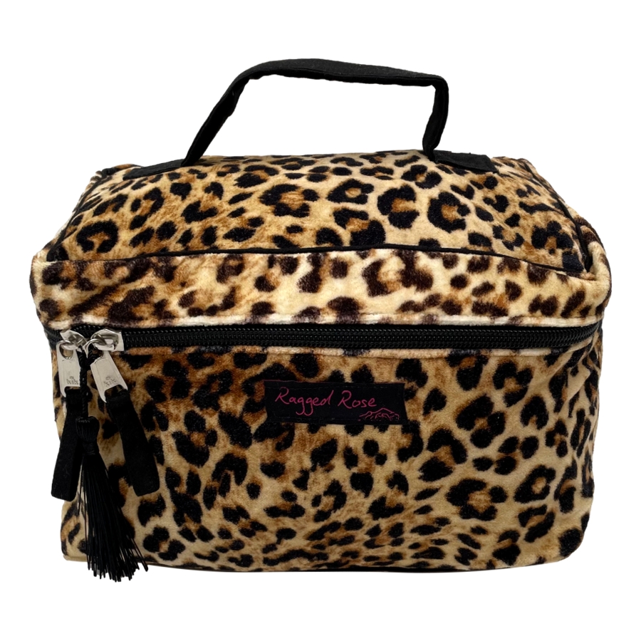 velvet leopard vanity bag