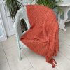 orange chunky knit throw