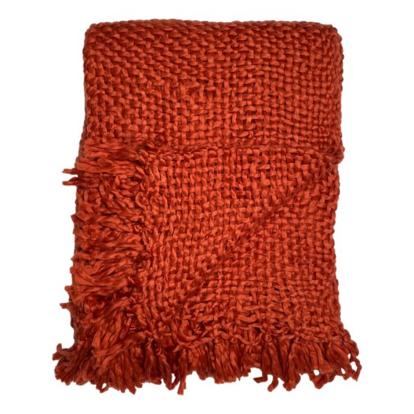orange chunky knit throw