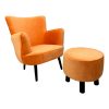 orange velvet armchair