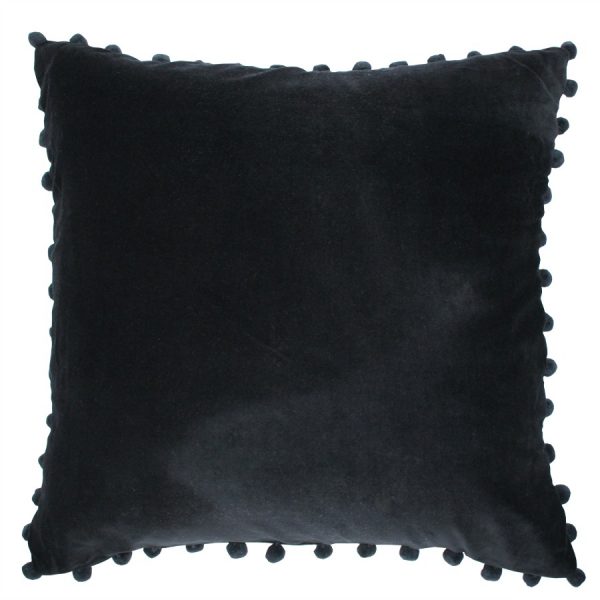 Black Velvet Pompom Cushion
