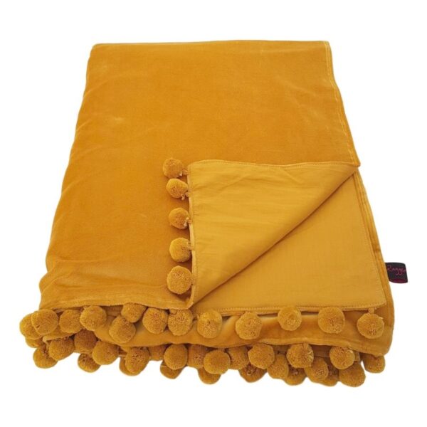 mustard gold velvet throw