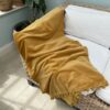 mustard gold velvet throw