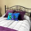 blue pansy cushion