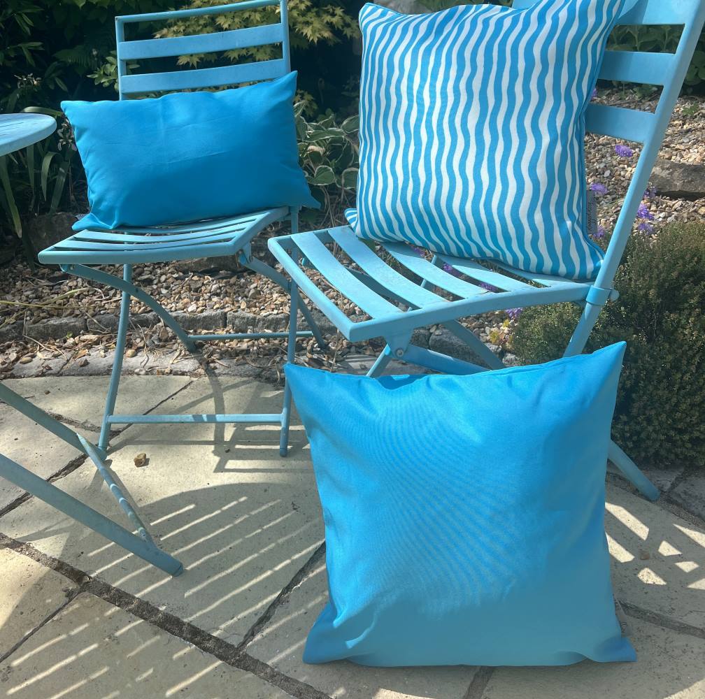 Blue garden cushions