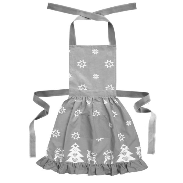 grey frilly christmas apron