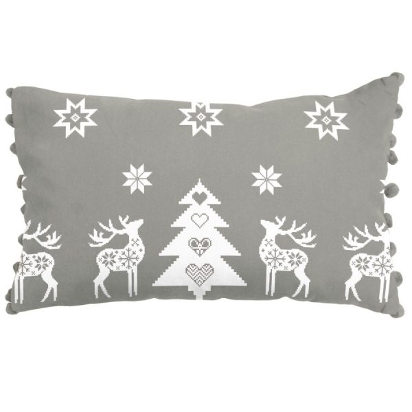 Silver Grey Christmas Star Cushion