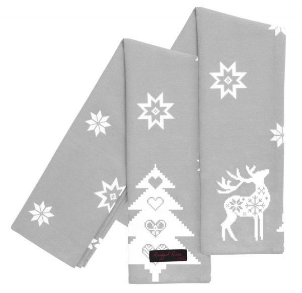 grey reindeer christmas tea towels