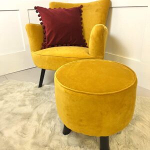 mustard velvet armchair