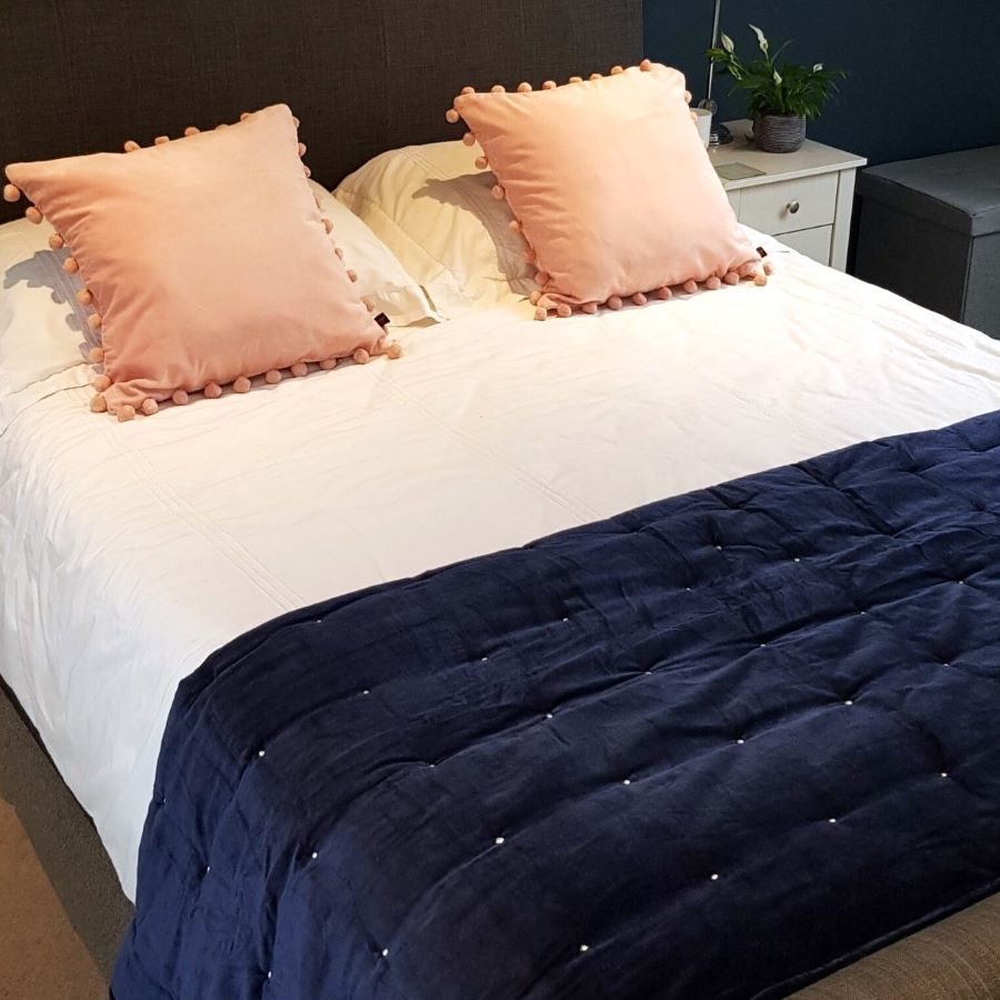 navy velvet blanket