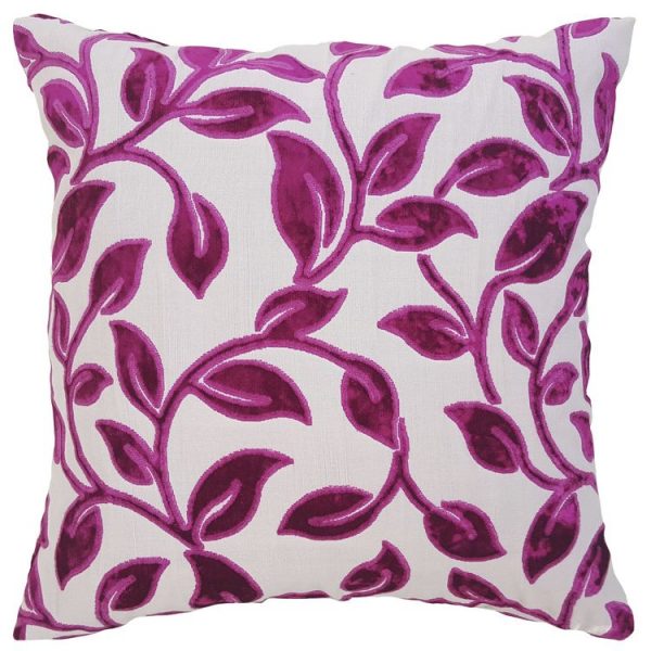 pink velvet leaf cushion