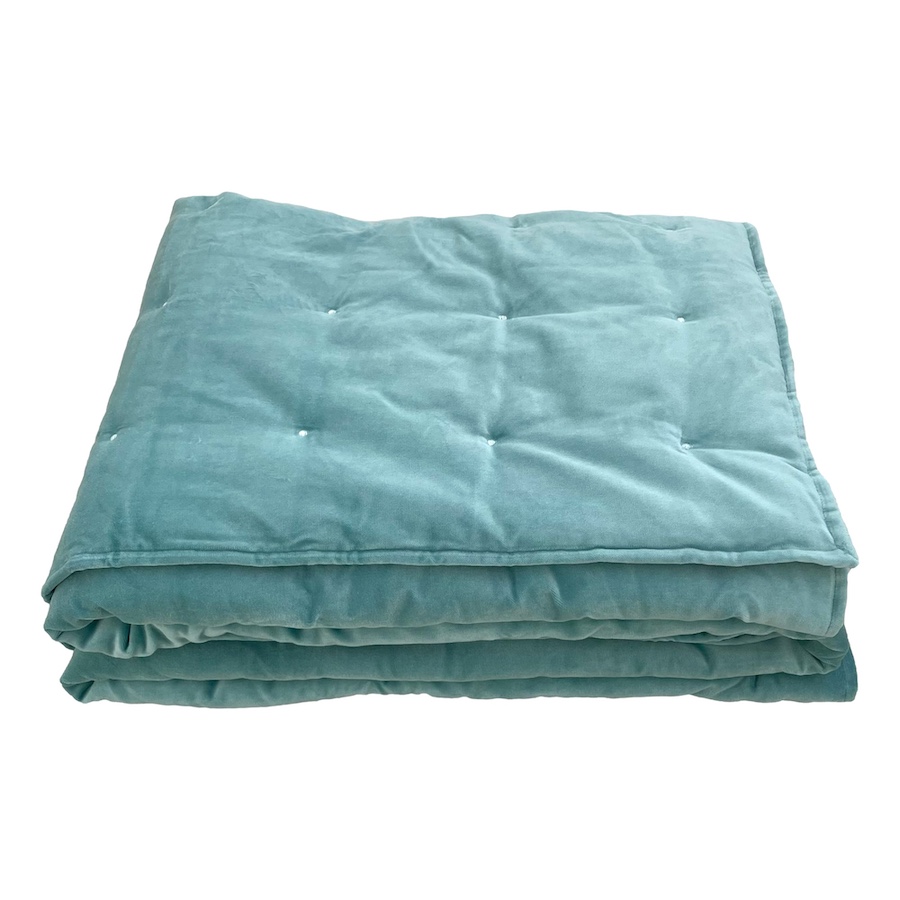 duck egg blue velvet blanket