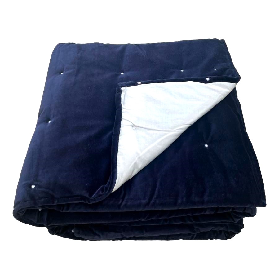 navy velvet blanket