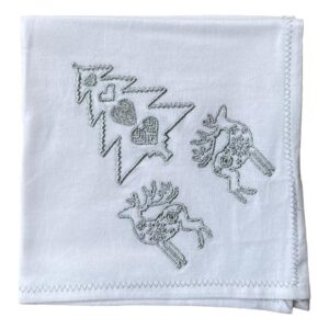 silver embroidered Christmas napkins
