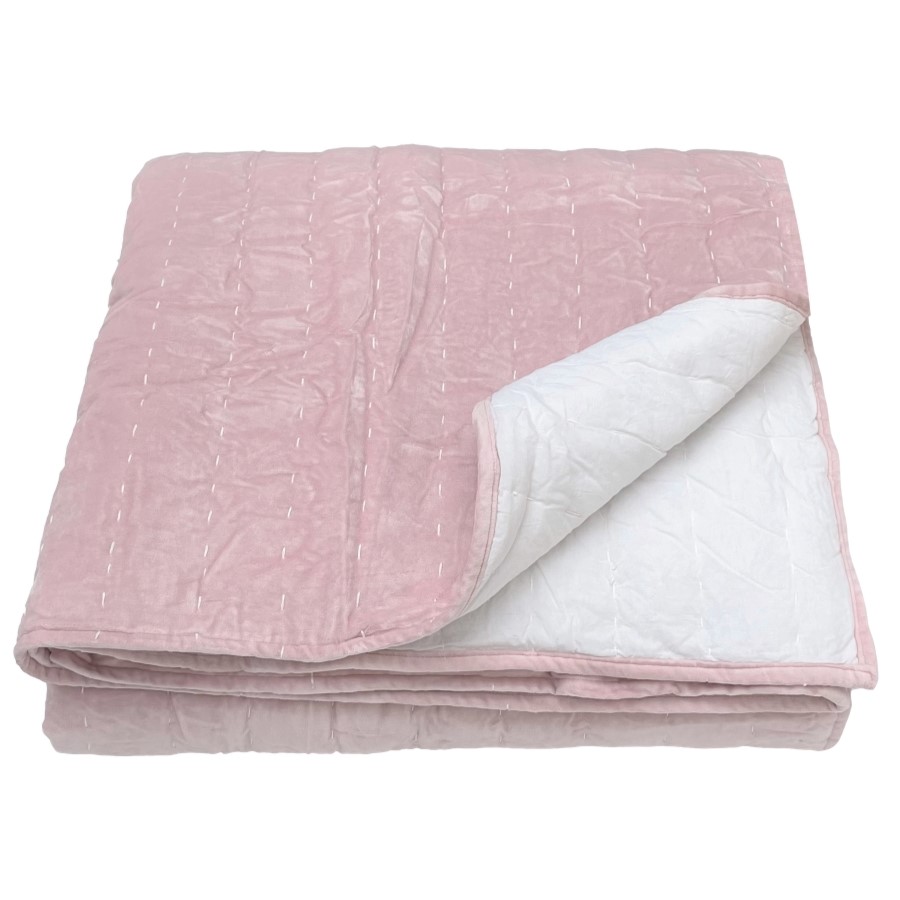 Blush Pink Velvet Bedspread