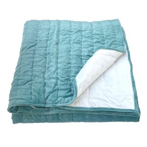 duck egg blue velvet bedspread
