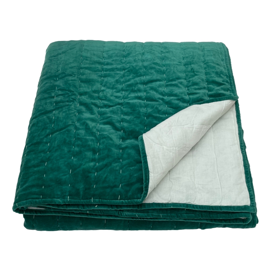 Emerald Green Velvet Bedspread