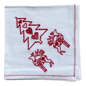 white embroidered christmas napkins