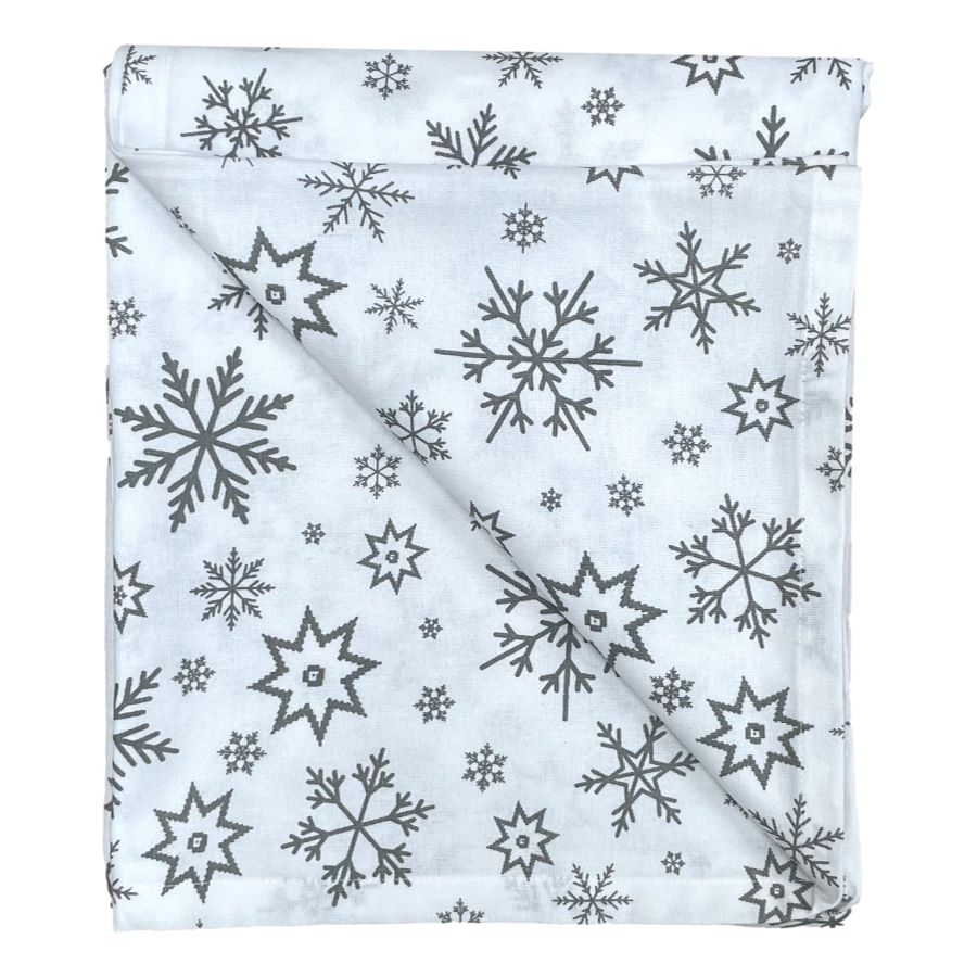 silver snowflakes christmas tablecloth