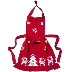 childs red frilly Christmas apron