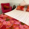 blush pink velvet bedspread