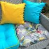turquoise box garden seat cushion
