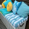 bobby duck egg blue pompom cushion