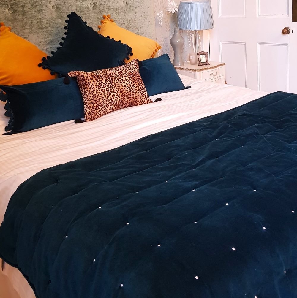 petrol velvet blanket