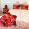 blush pink velvet bedspread