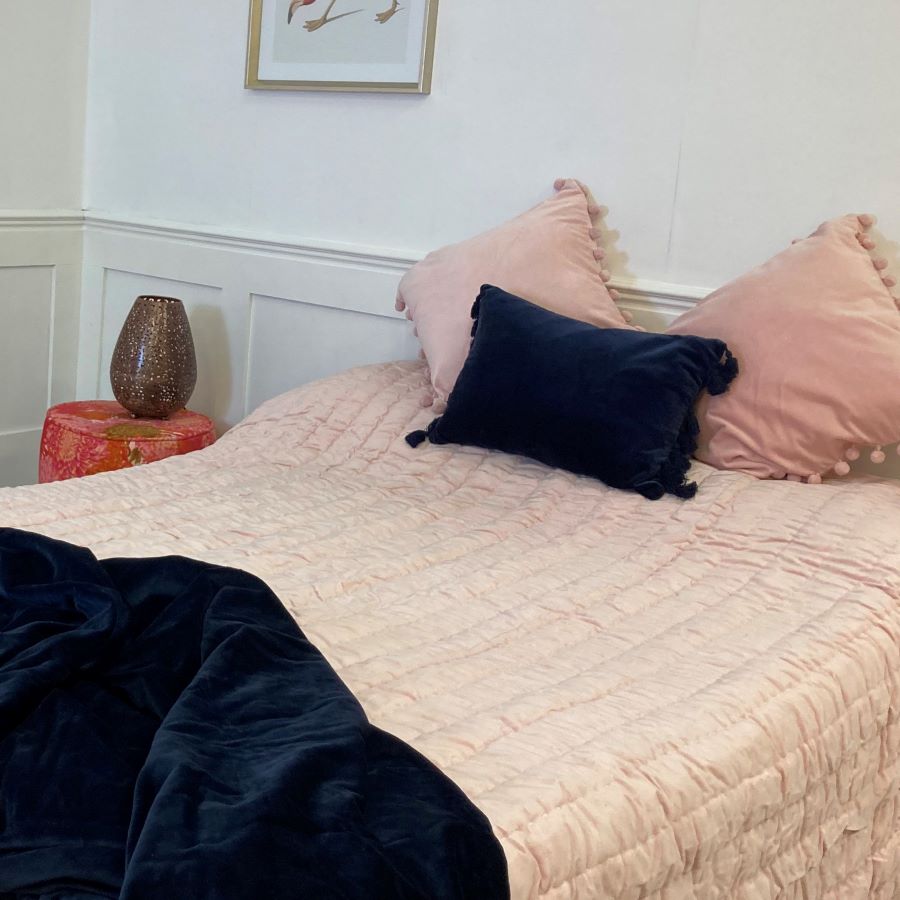 navy velvet tassel cushion