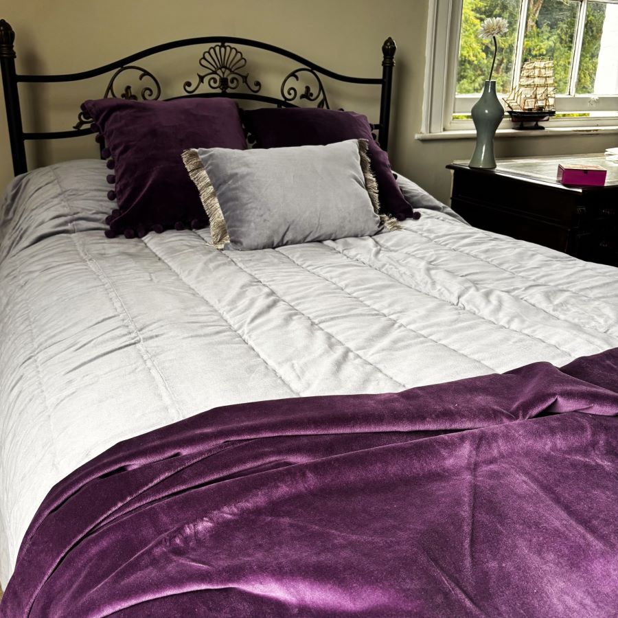 aubergine velvet throw