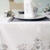 silver embroidered christmas tablecloth