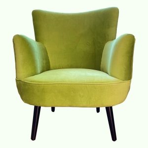 lime green velvet armchair