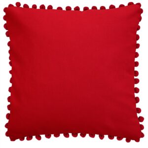 red pompom cushion