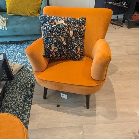 alma orange velvet chair