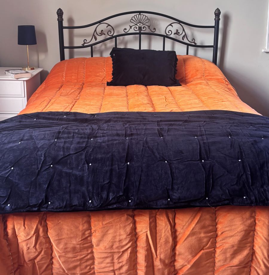 orange velvet bedspread