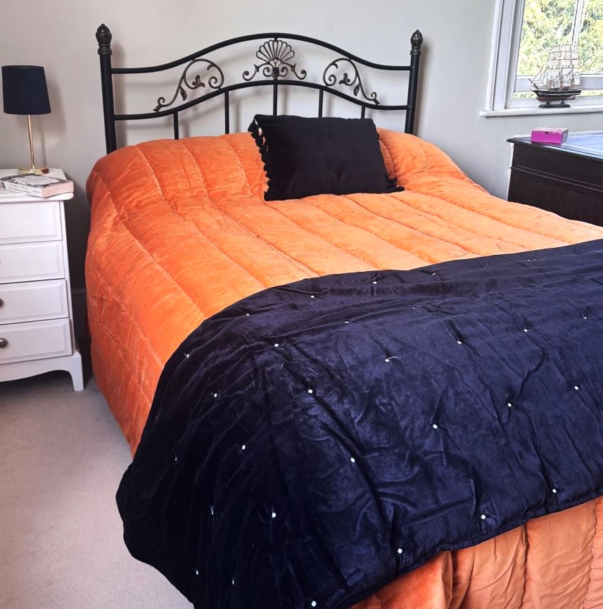 orange velvet bedspread