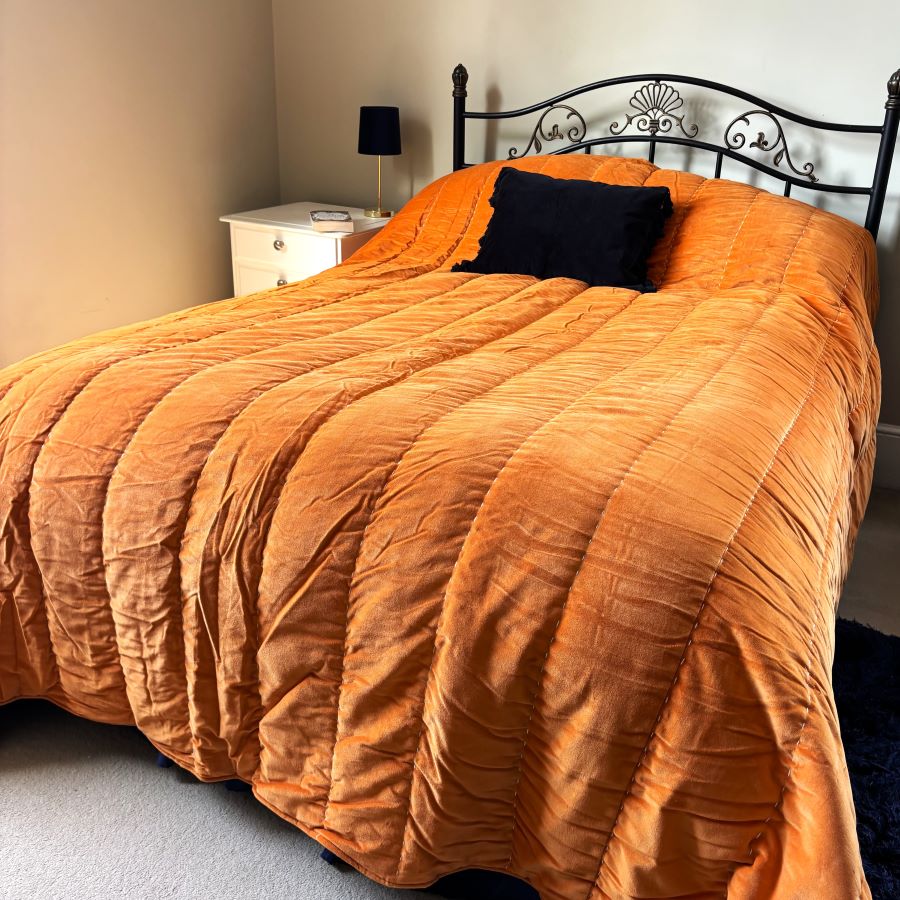 orange velvet bedspread