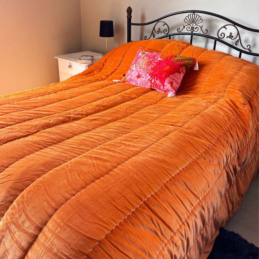 orange velvet bedspread
