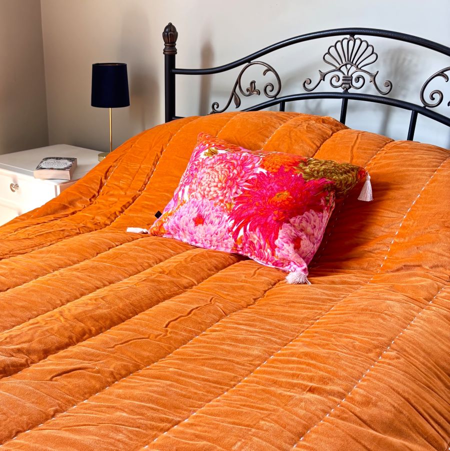 orange velvet bedspread