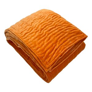Orange velvet bedspread