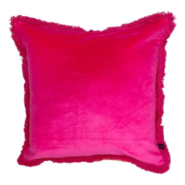 pink velvet fringe cushion