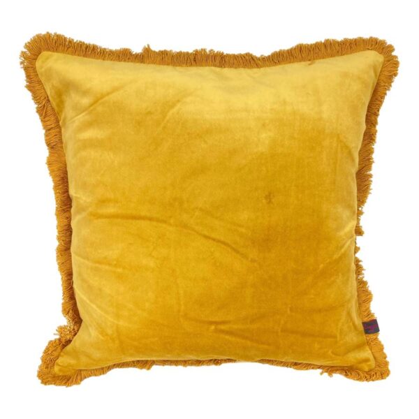 gold velvet fringe cushion