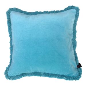turquoise duck egg blue fringe cushion