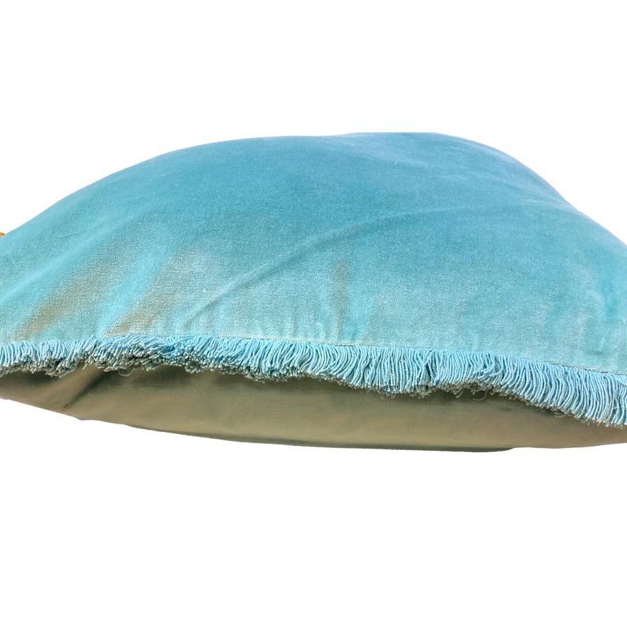 felicity duck egg blue fringe cushion