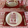 red placemat and napkin on table